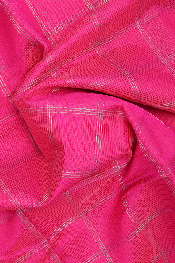 Mangalagiri Silk Saree In Rani Pink With Checks Design