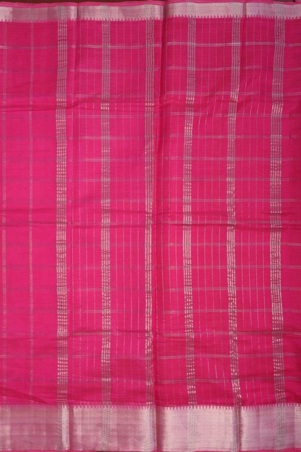 Mangalagiri Silk Saree In Rani Pink With Checks Design