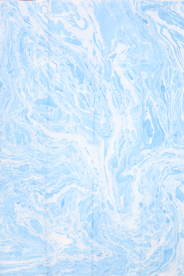Marble Silk Saree In Blue And White With Stone Texture Design