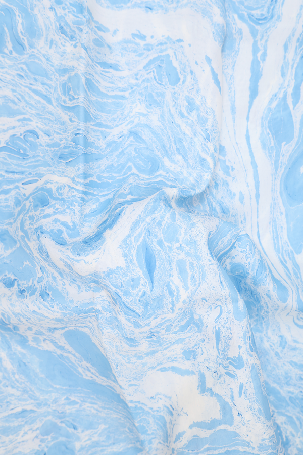 Marble Silk Saree In Blue And White With Stone Texture Design