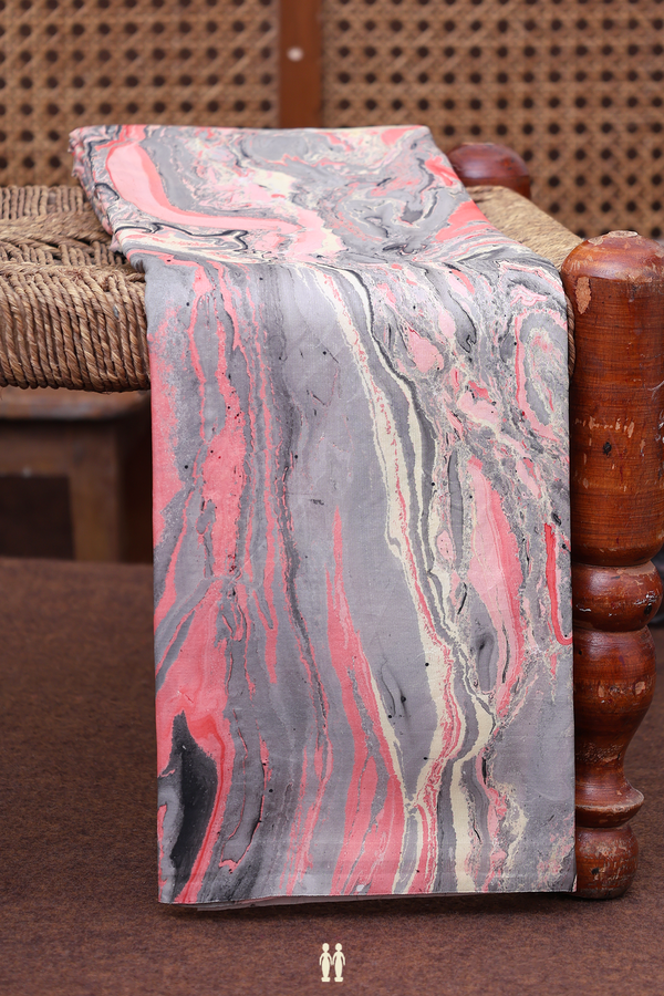 Marble Silk Saree In Multicolor With Stone Texture Design