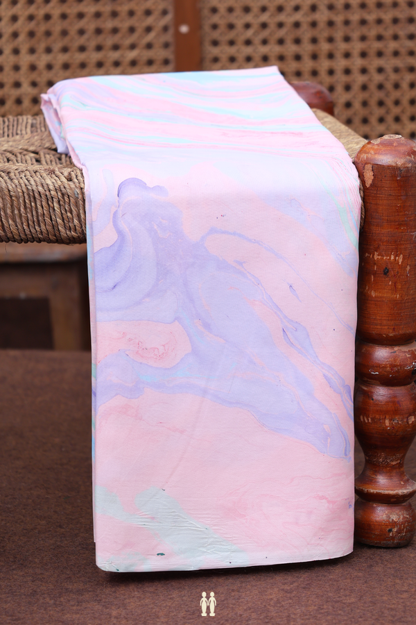 Marble Silk Saree In Multicolor With Stone Texture Design