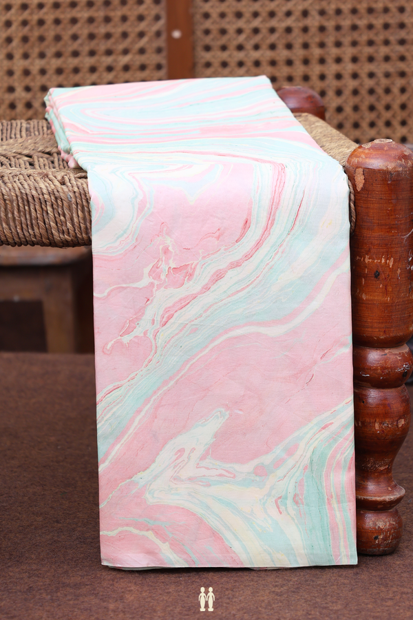 Marble Silk Saree In Multicolor With Stone Texture Design