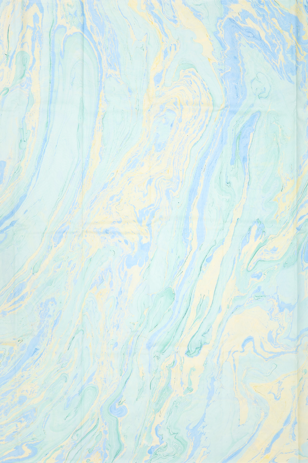 Marble Silk Saree In Yellow And Blue With Stone Texture Design