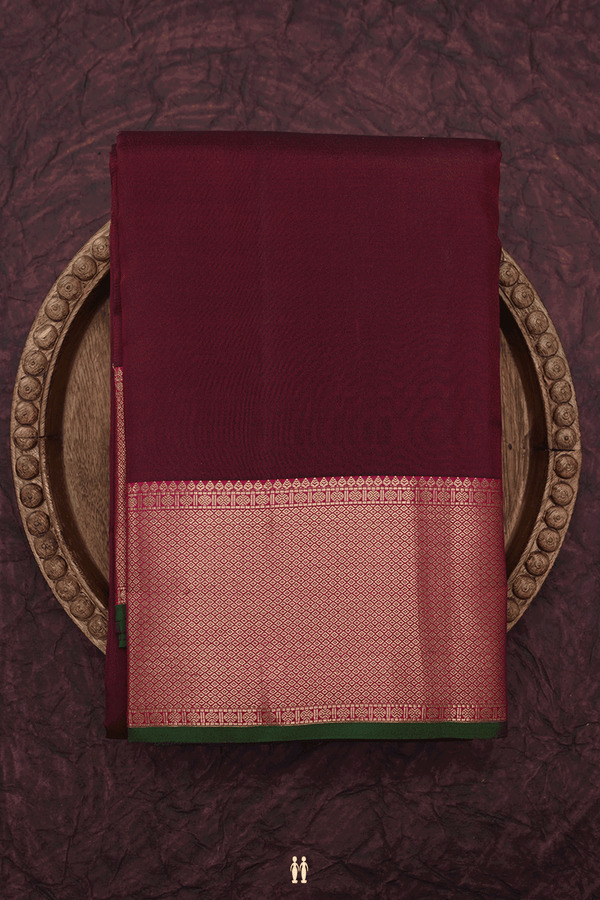 Mayil Kann Zari Border Plain Maroon Kanchipuram Silk Saree