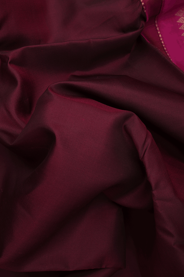 Mayil Kann Zari Border Plain Maroon Kanchipuram Silk Saree