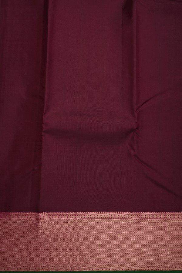 Mayil Kann Zari Border Plain Maroon Kanchipuram Silk Saree