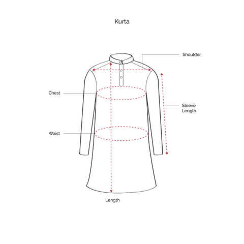 Chinese Collar Threadwork Design Pastel Red Cotton Long Kurta
