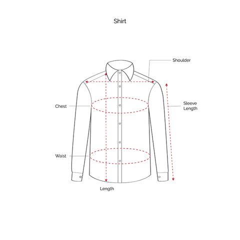 Regular Collar Threadwork Buttis Rust Red Cotton Shirt