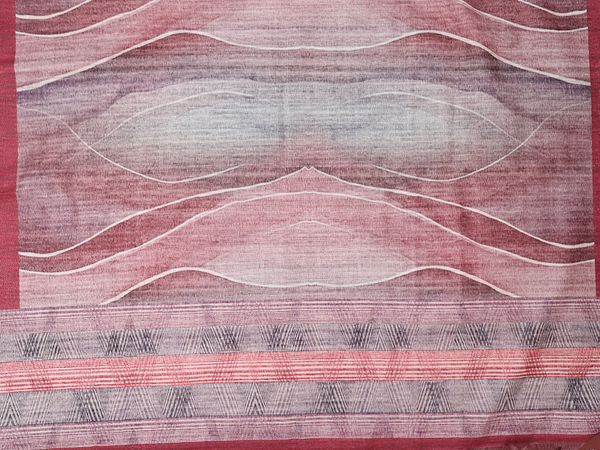 Mirror Buttas Red Tussar Unstitched Salwar Material