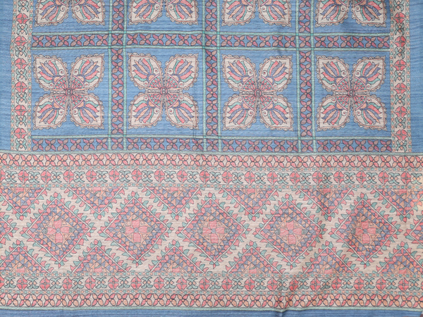 Mirror Buttis Blue Tussar Unstitched Salwar Material