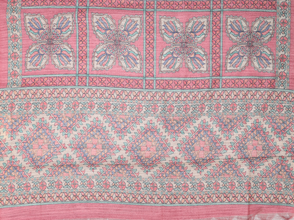 Mirror Buttis Pink Tussar Unstitched Salwar Material