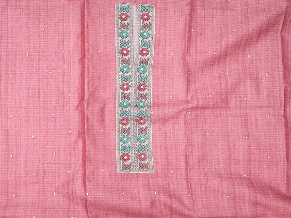 Mirror Buttis Pink Tussar Unstitched Salwar Material