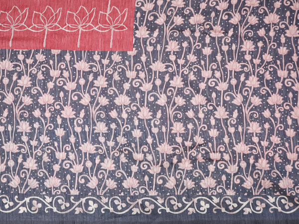 Mirror Work Buttis Red Tussar Unstitched Salwar Material