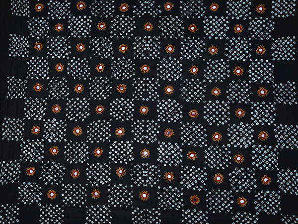 Mirror Work Design Black Bandhani Unstitched Salwar Material