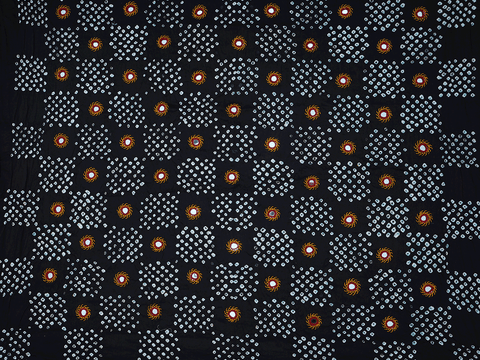 Mirror Work Design Black Bandhani Unstitched Salwar Material