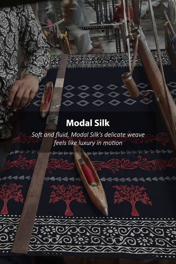 Modal Silk Saree In Cream Color With Floral Design