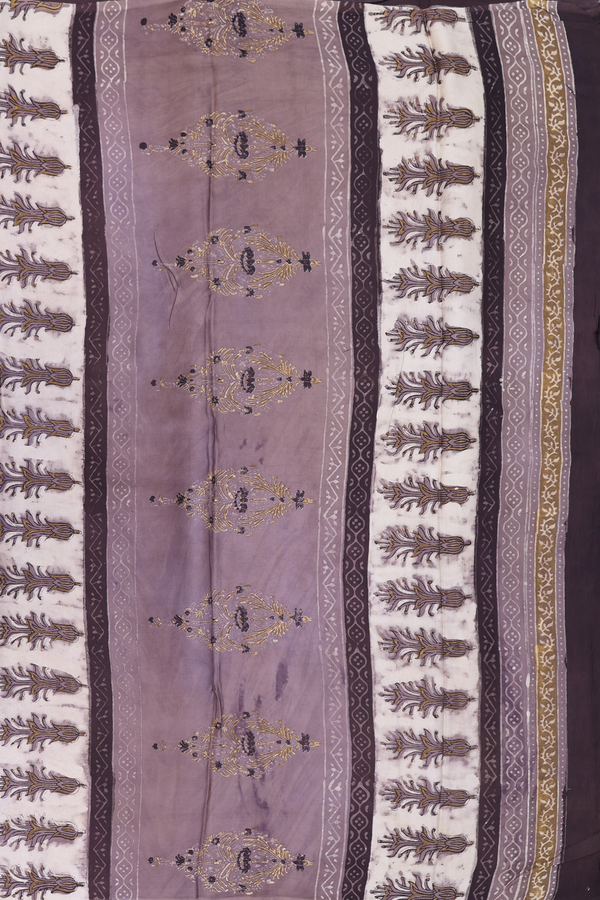 Modal Silk Saree In Beige With Paisley Printed Design