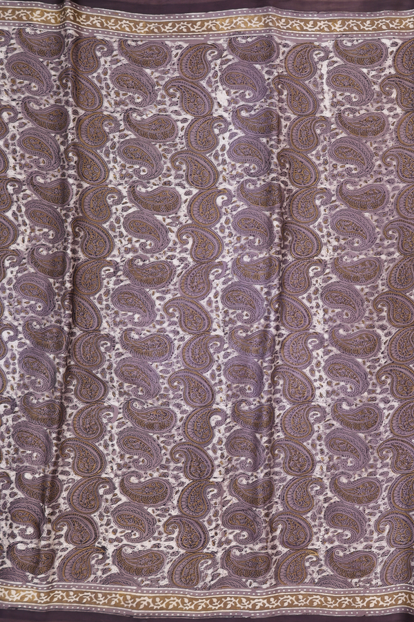 Modal Silk Saree In Beige With Paisley Printed Design