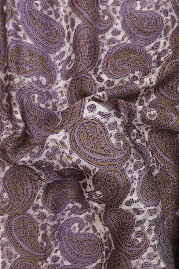 Modal Silk Saree In Beige With Paisley Printed Design