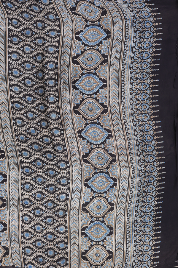 Modal Silk Saree In Black With Allover Design