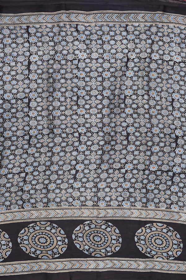 Modal Silk Saree In Black With Allover Design