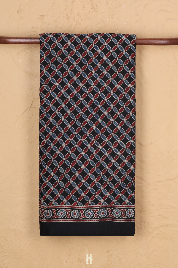 Modal Silk Saree In Black With Floral Design