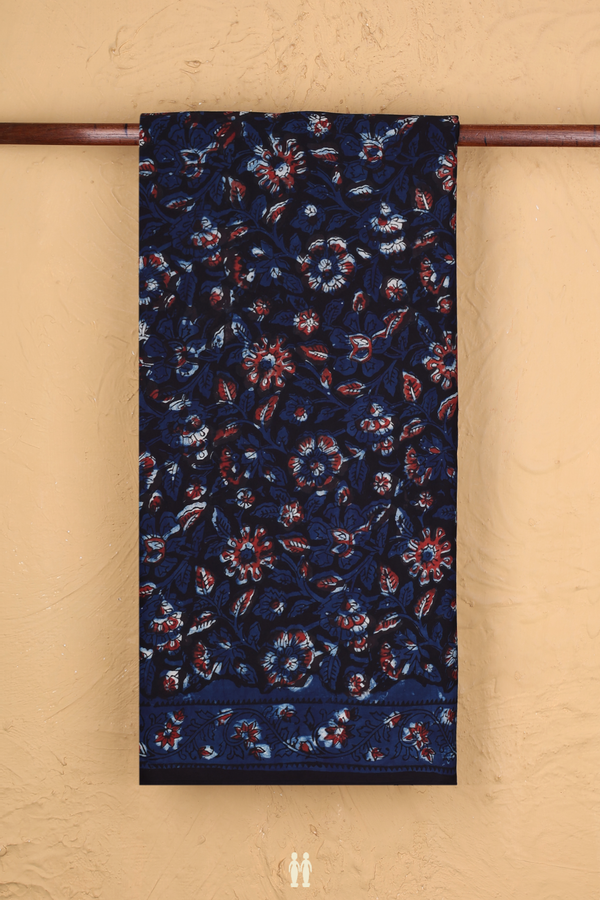 Modal Silk Saree In Black With Floral Printed Design