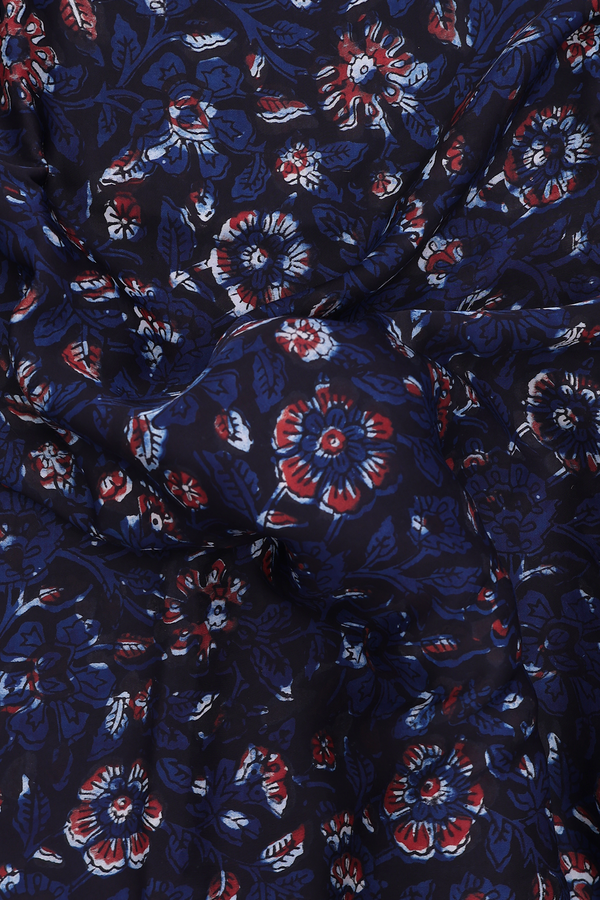 Modal Silk Saree In Black With Floral Printed Design