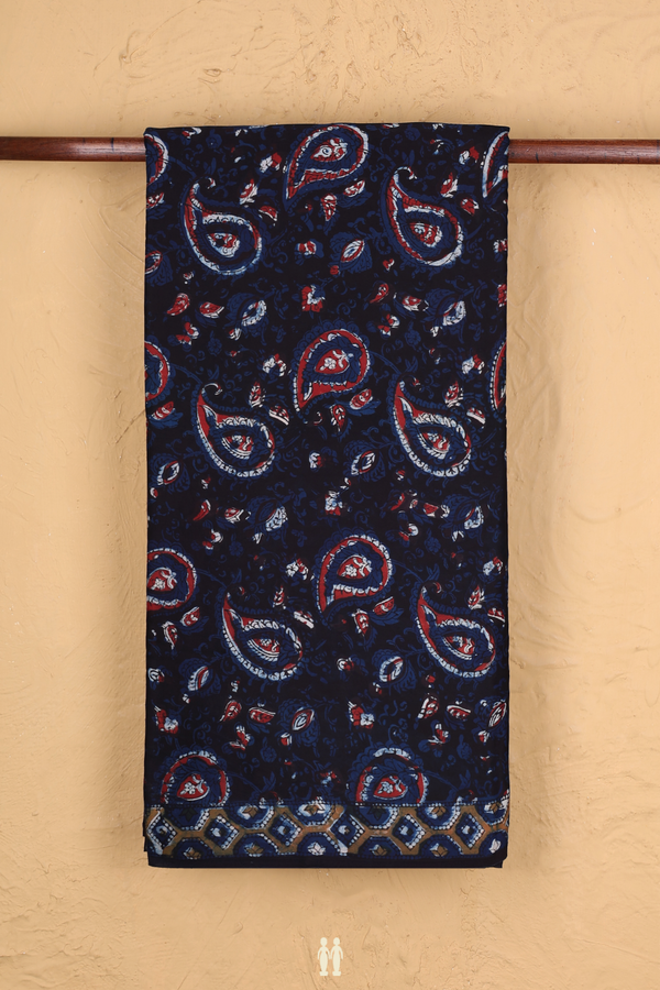 Modal Silk Saree In Black With Paisley Printed Design