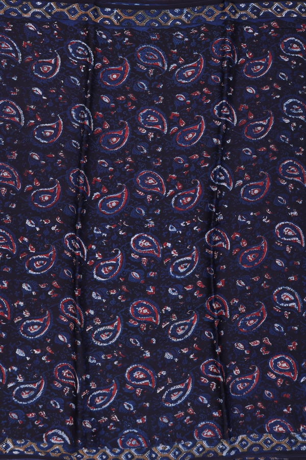 Modal Silk Saree In Black With Paisley Printed Design