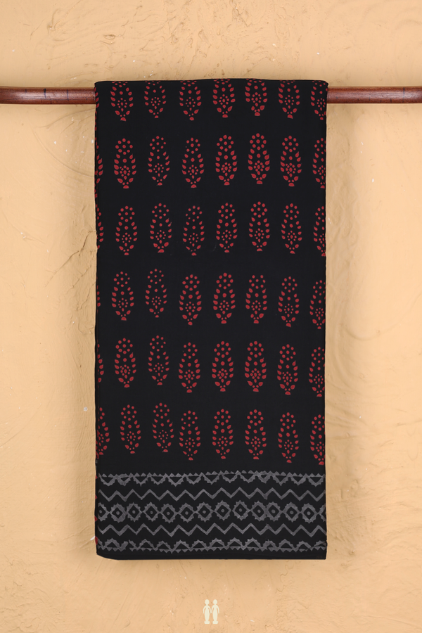 Modal Silk Saree In Black With Printed Design