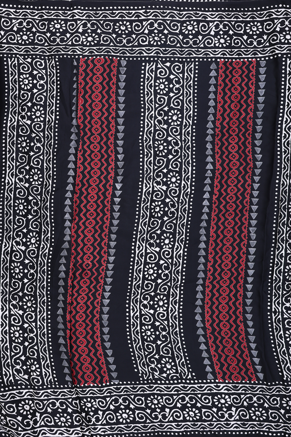 Modal Silk Saree In Black With Printed Design