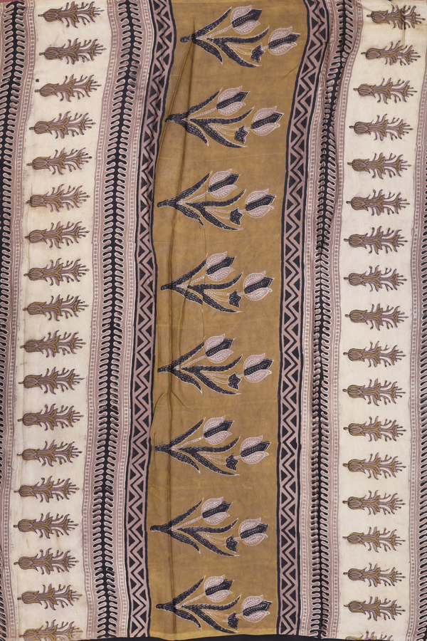 Modal Silk Saree In Black With Floral Design