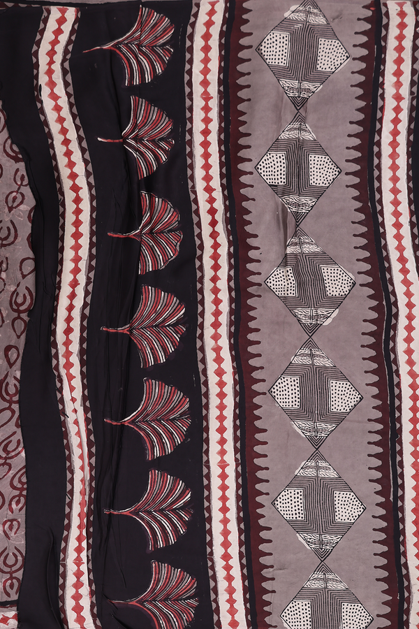 Modal Silk Saree In Black With Printed Design