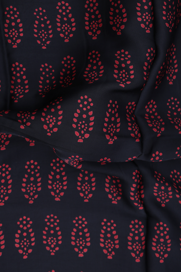 Modal Silk Saree In Black With Printed Design