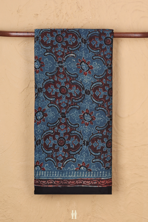 Modal Silk Saree In Blue And Brown With Allover Design