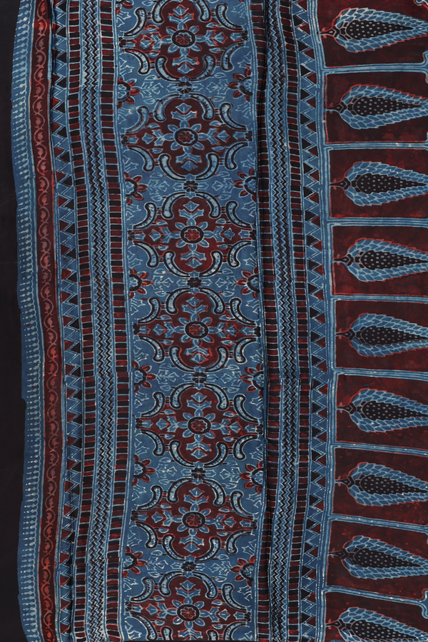 Modal Silk Saree In Blue And Brown With Allover Design