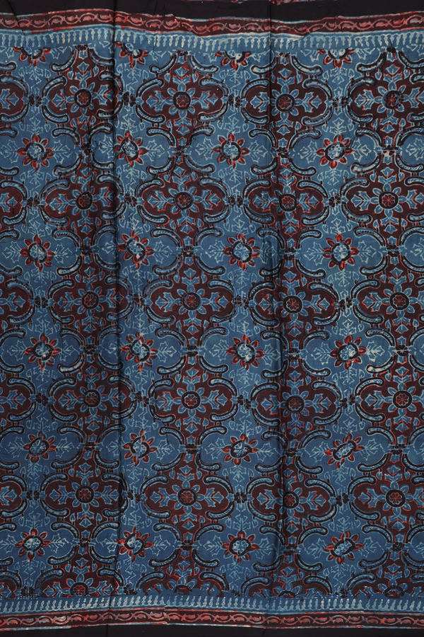 Modal Silk Saree In Blue And Brown With Allover Design