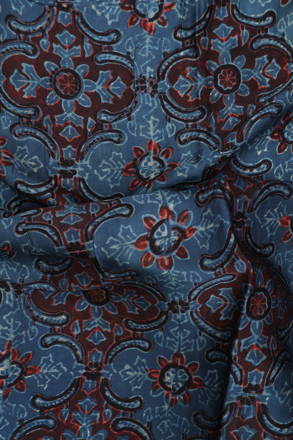 Modal Silk Saree In Blue And Brown With Allover Design