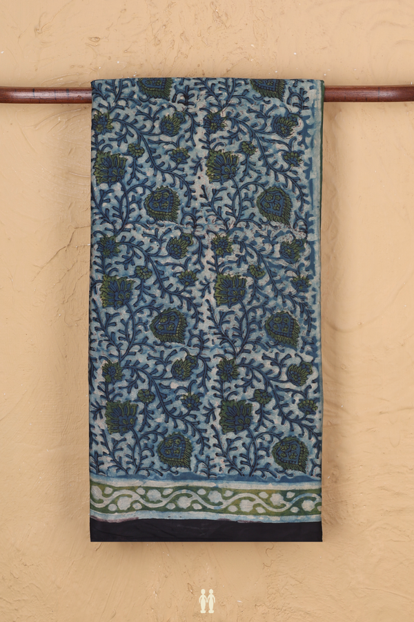 Modal Silk Saree In Blue With Floral Design