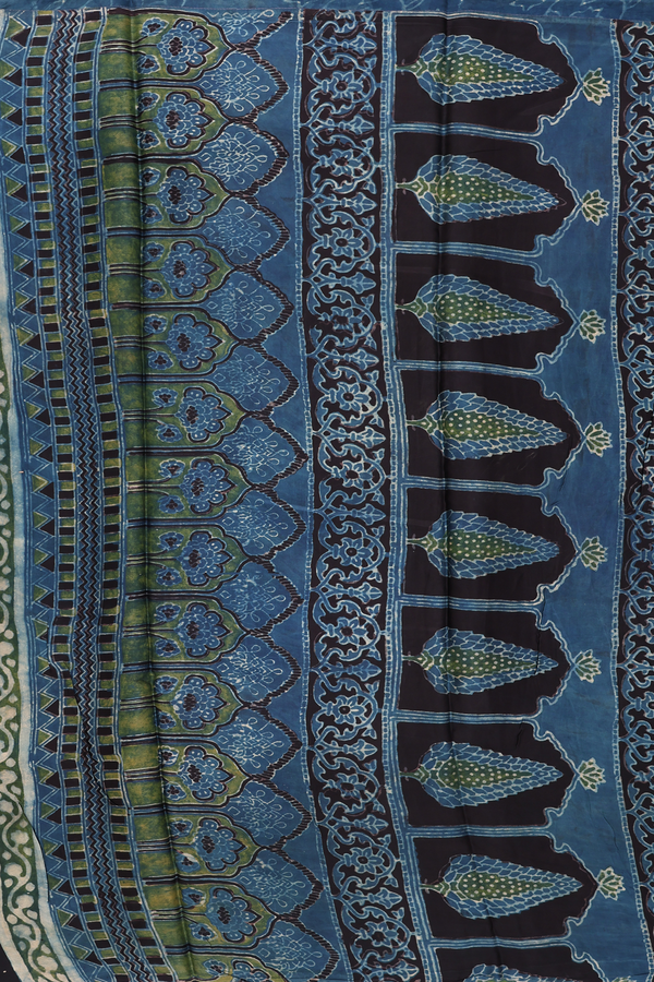 Modal Silk Saree In Blue With Floral Design