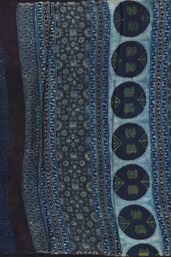 Modal Silk Saree In Blue With Floral Design