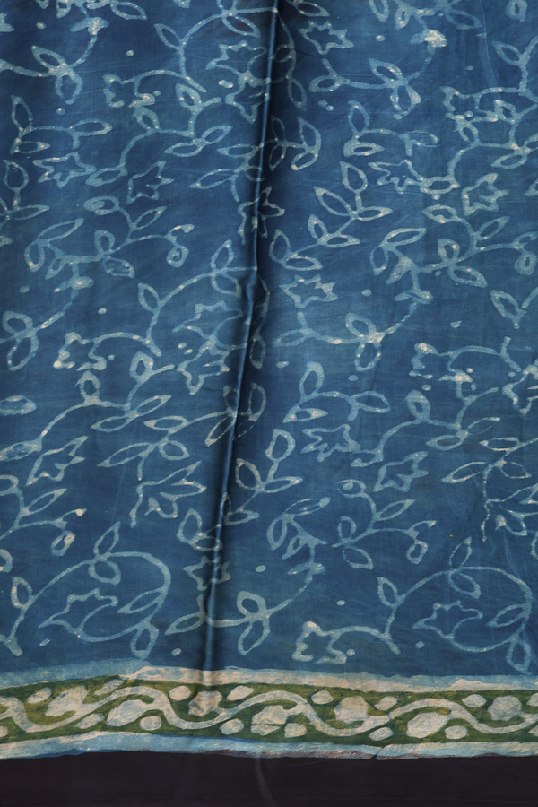 Modal Silk Saree In Blue With Floral Design