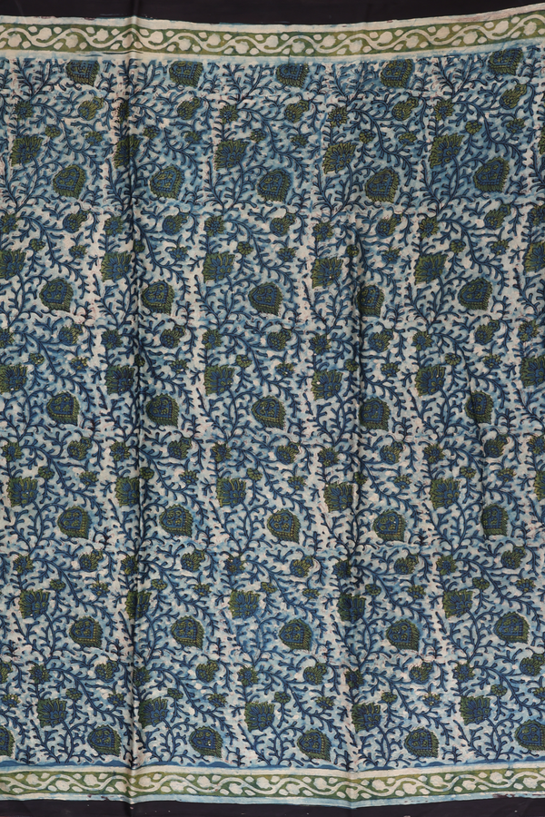 Modal Silk Saree In Blue With Floral Design