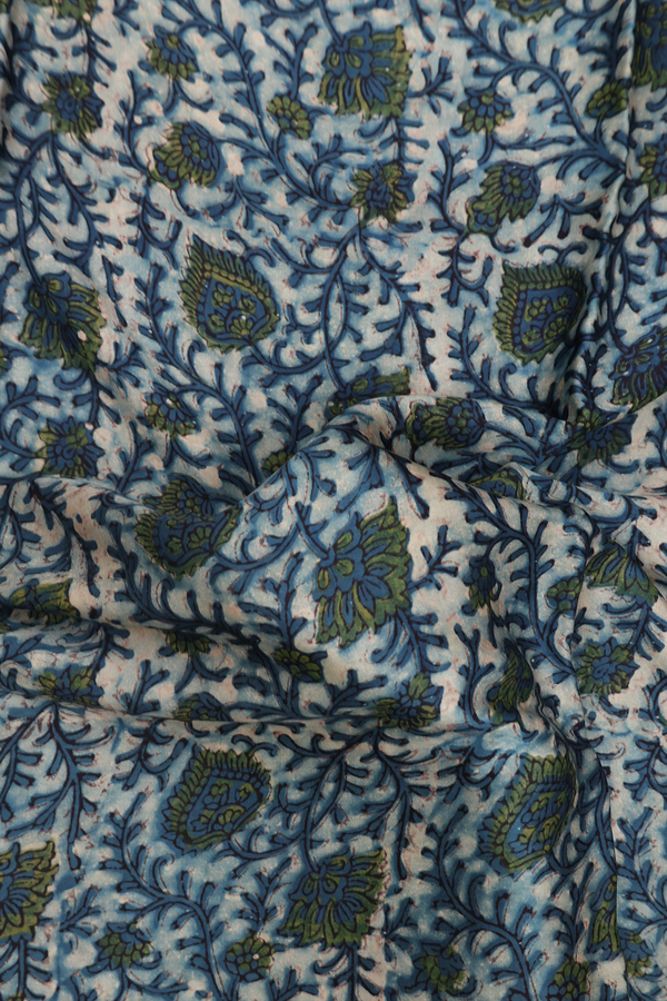Modal Silk Saree In Blue With Floral Design