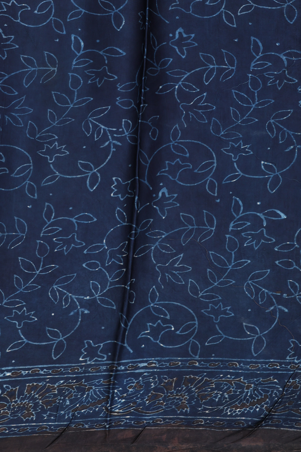Modal Silk Saree In Blue With Floral Motifs