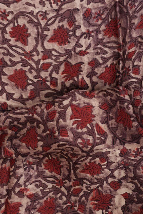 Modal Silk Saree In Brown With Floral Printed Design