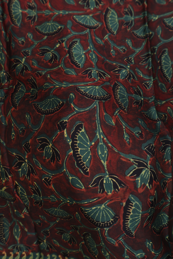 Modal Silk Saree In Chocolate Brown With Floral Design