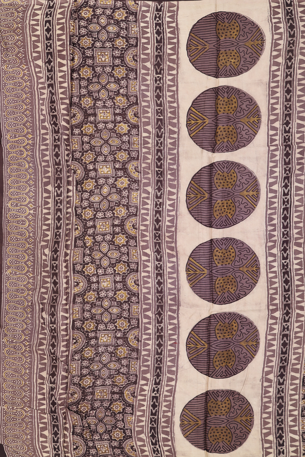 Modal Silk Saree In Cream Color With Floral Design